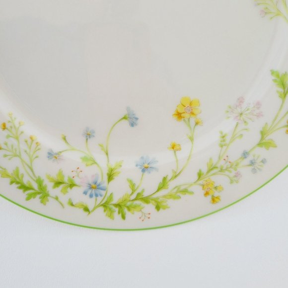 Noritake Reverie Green Trim 2 Salad Plates, Wildflower & Butterfly Spring Dishes - Picture 8 of 9
